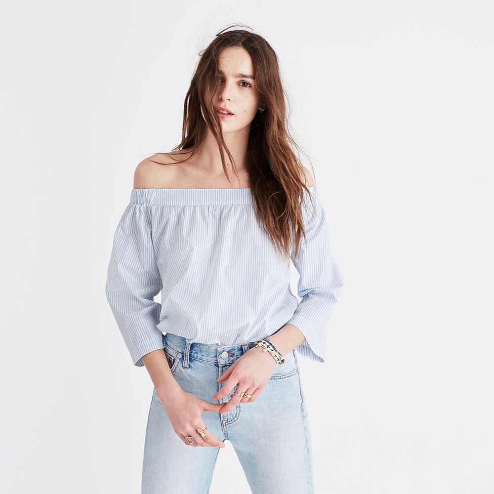 Madewell Clean Stripe Off The Shoulder Top
